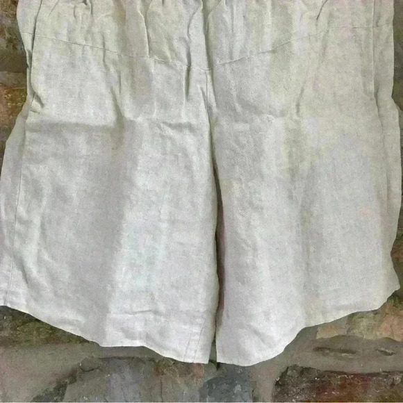 🌟J. Crew Linen Pull On Elastic Long Tan Shorts Womens Medium - Picture 6 of 10